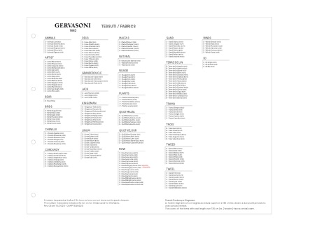 Gervasoni - Catalogo SCHEDA TESSUTI
