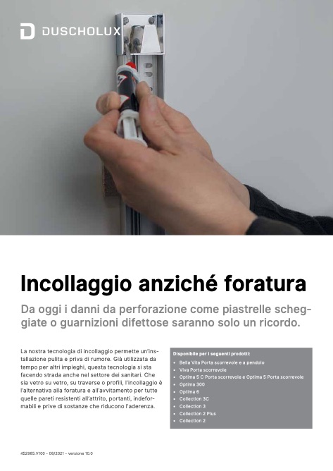 Duscholux - Catalogo Incollaggio anziché foratura