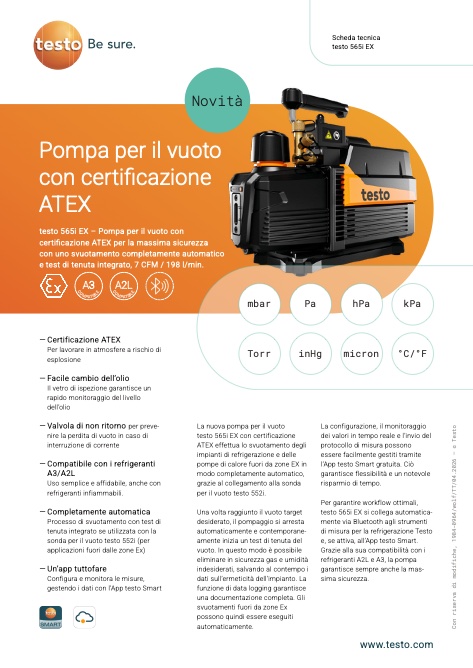 Testo - Catalogo Pompa per il vuoto 565i EX